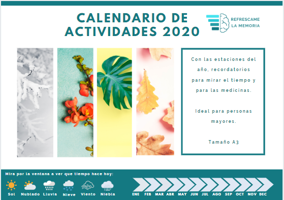 Ya está disponible el Calendario 2020 de refrescamelamemoria especial para mayores