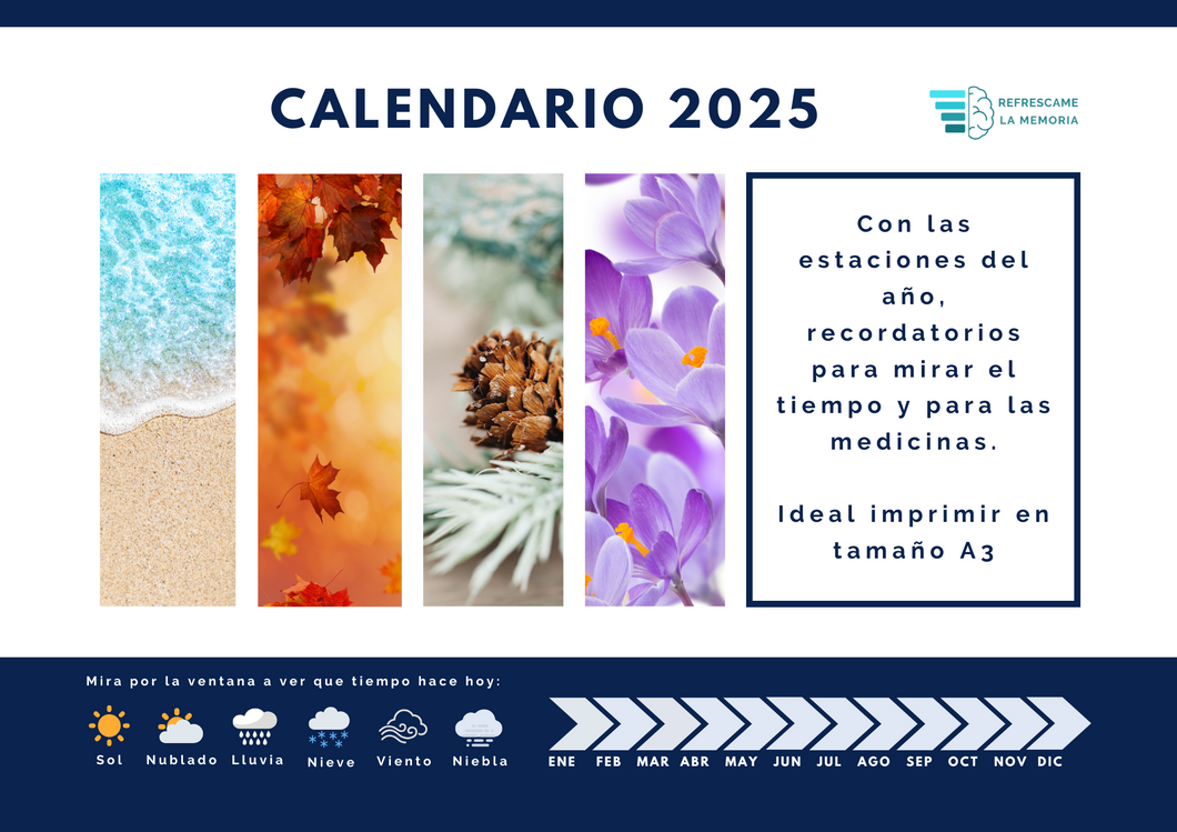 Calendario 2025 para personas mayores, tamaño A3 imprimible