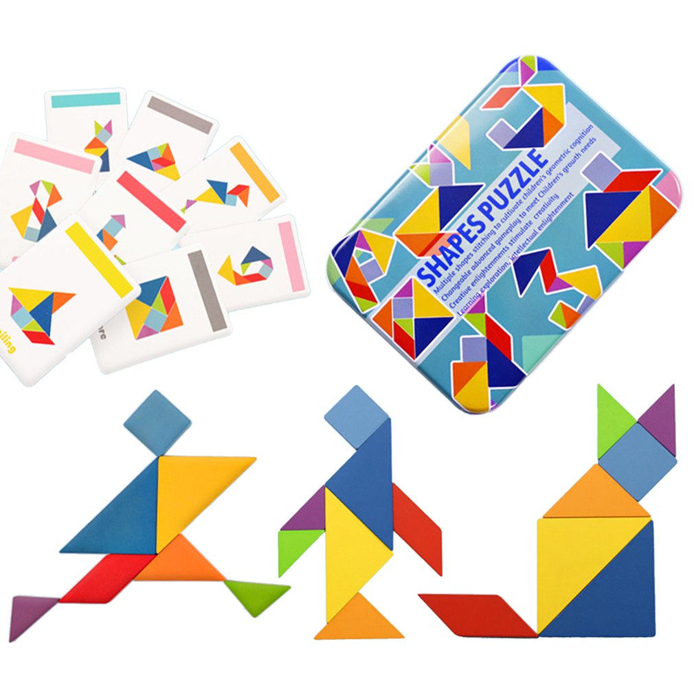 Puzzle de formas estilo Tangram viaje